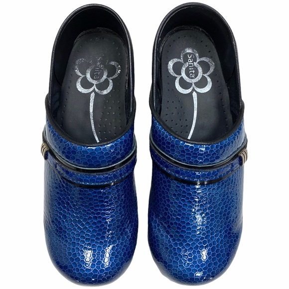 SANITA Blue Faux Snake Skin Clog - Picture 2 of 9